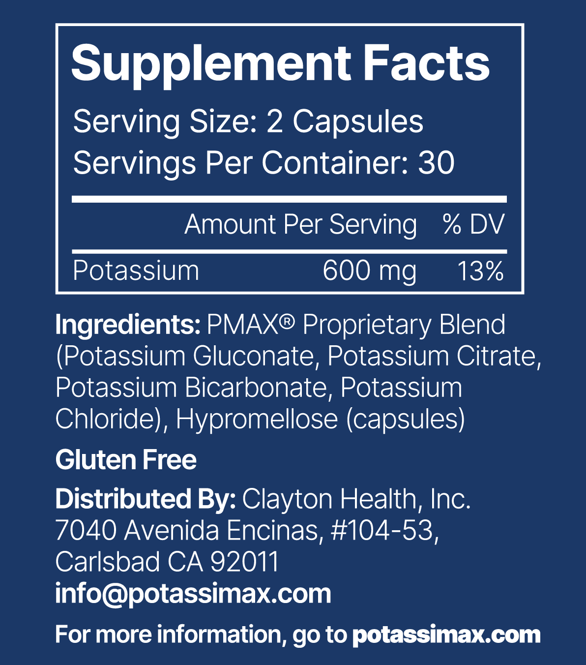 PMAX600 Potassium Supplement
